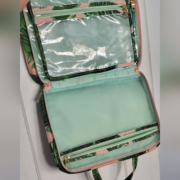 Sophia Joy Pink and Green Leaf Print Travel Cosmetic Bag - Picture 6 of 9